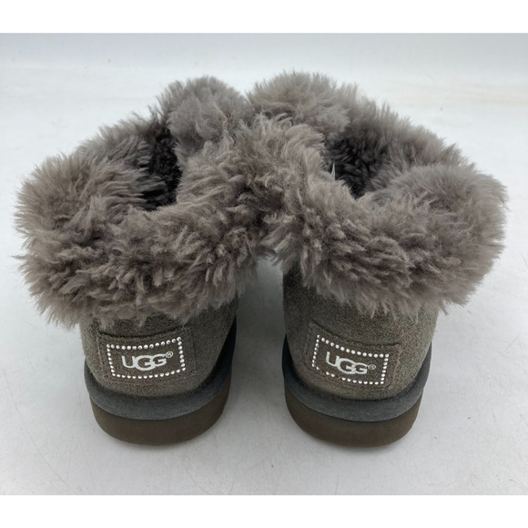 UGG Mini Bailey Button Bling 1003889 Gray Mouton - Women's Boots Size 8 - Picture 5 of 10